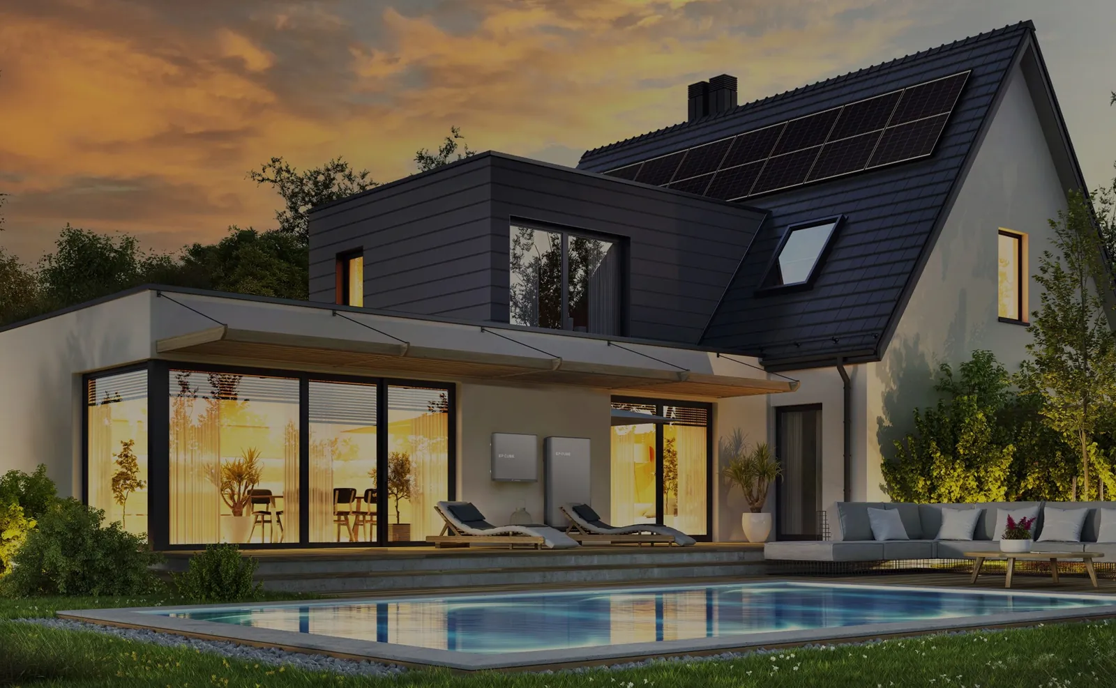 Sunrun solar home at dusk